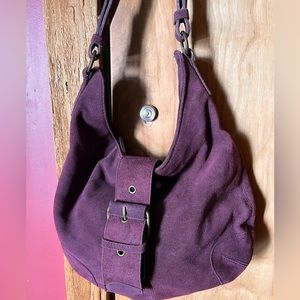 Rose-purple Suede leather hobo.